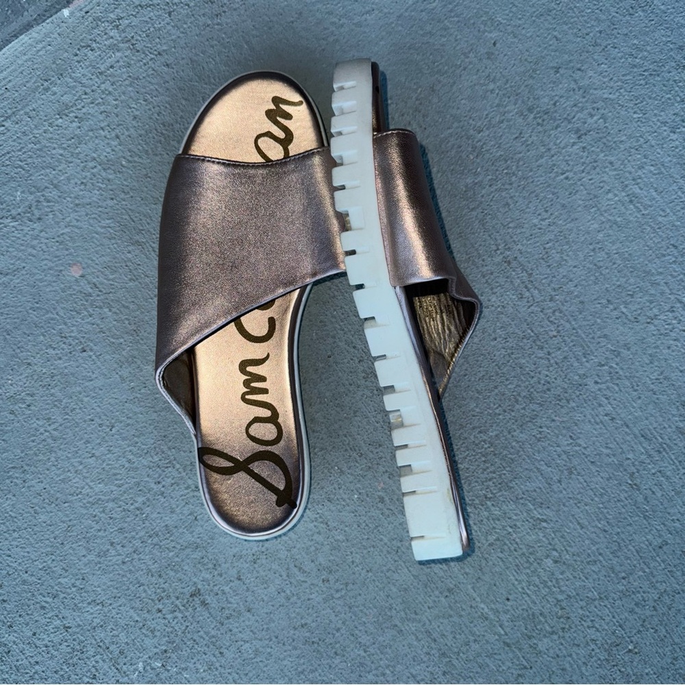 Sam Edelman Metallic Slide Sandals - Picture 3 of 5